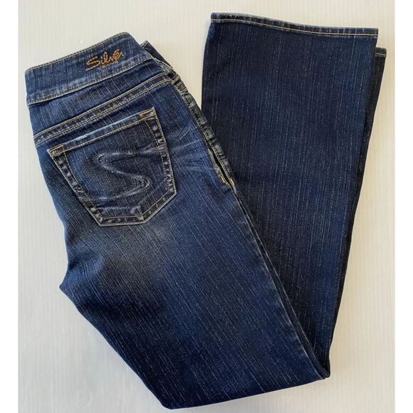 Silver Suki Women's Whiskered Jeans, Low Rise, Bootcut, Embroidered Fit 28"x30" - Picture 3 of 11